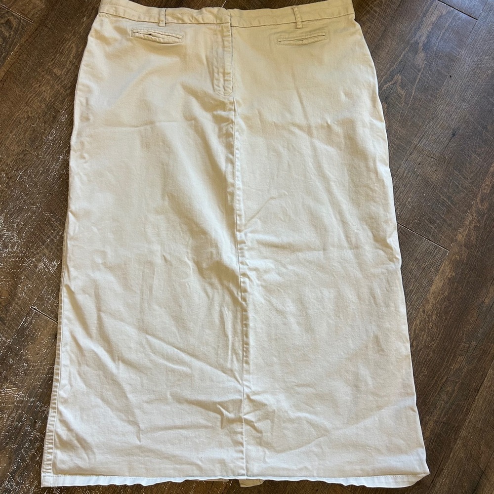 Vintage Tommy Hilfiger Woman Khaki Chino Maxi Skirt Stretch Cotton Size 20 Long